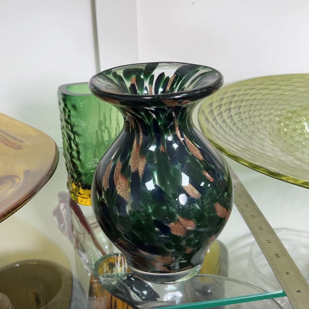 幻彩琉璃花瓶花器纯手工痕迹高度21