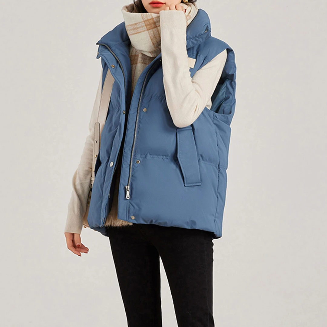 短款无袖厚款轻薄学院风休闲风立领休闲韩版