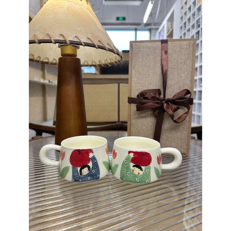 且陶 景德镇原创手作情侣对杯礼盒手绘创意