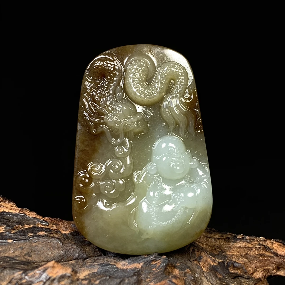 天然新疆和田玉佛公吊坠尺寸48*33*11重量33克