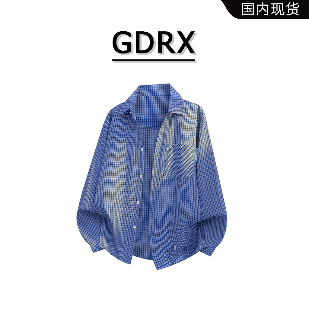GDRX港风复古纯棉长袖衬衫2025秋季新款男士休闲宽松衬衣轻奢男装