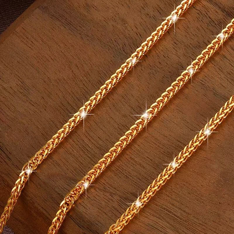 链子足银 S999肖邦链1.2mm百搭金色素链纯银锁骨链精致万能链女