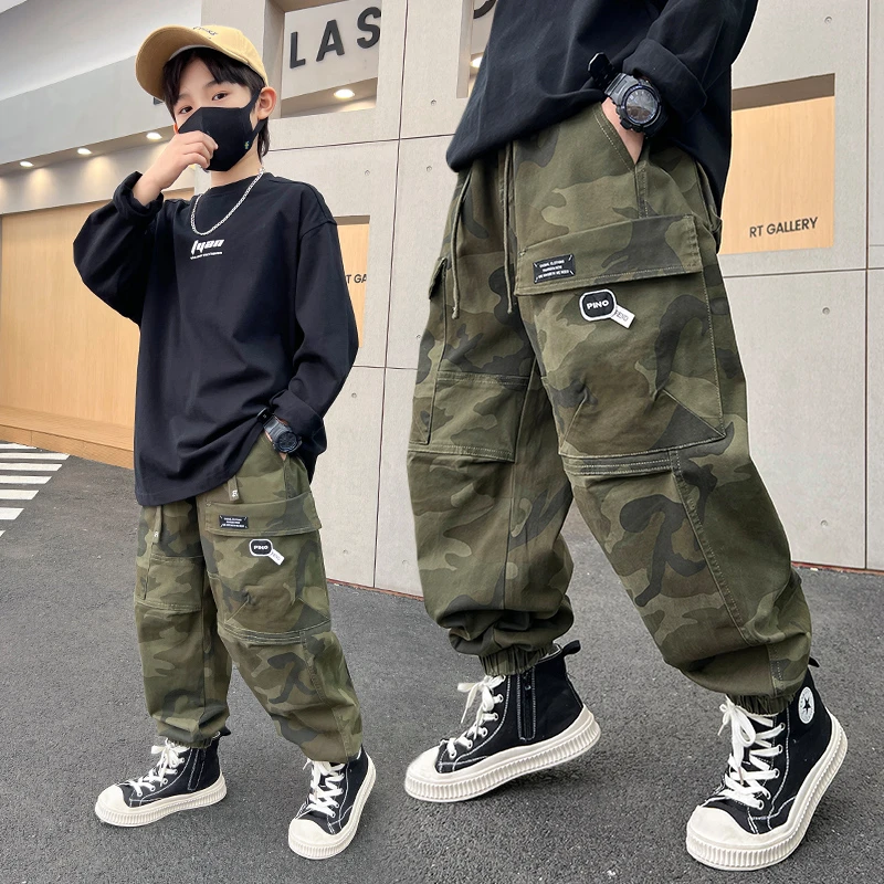 儿童装男童秋装裤子春秋款2025新款秋季迷彩工装裤中大童休闲长裤