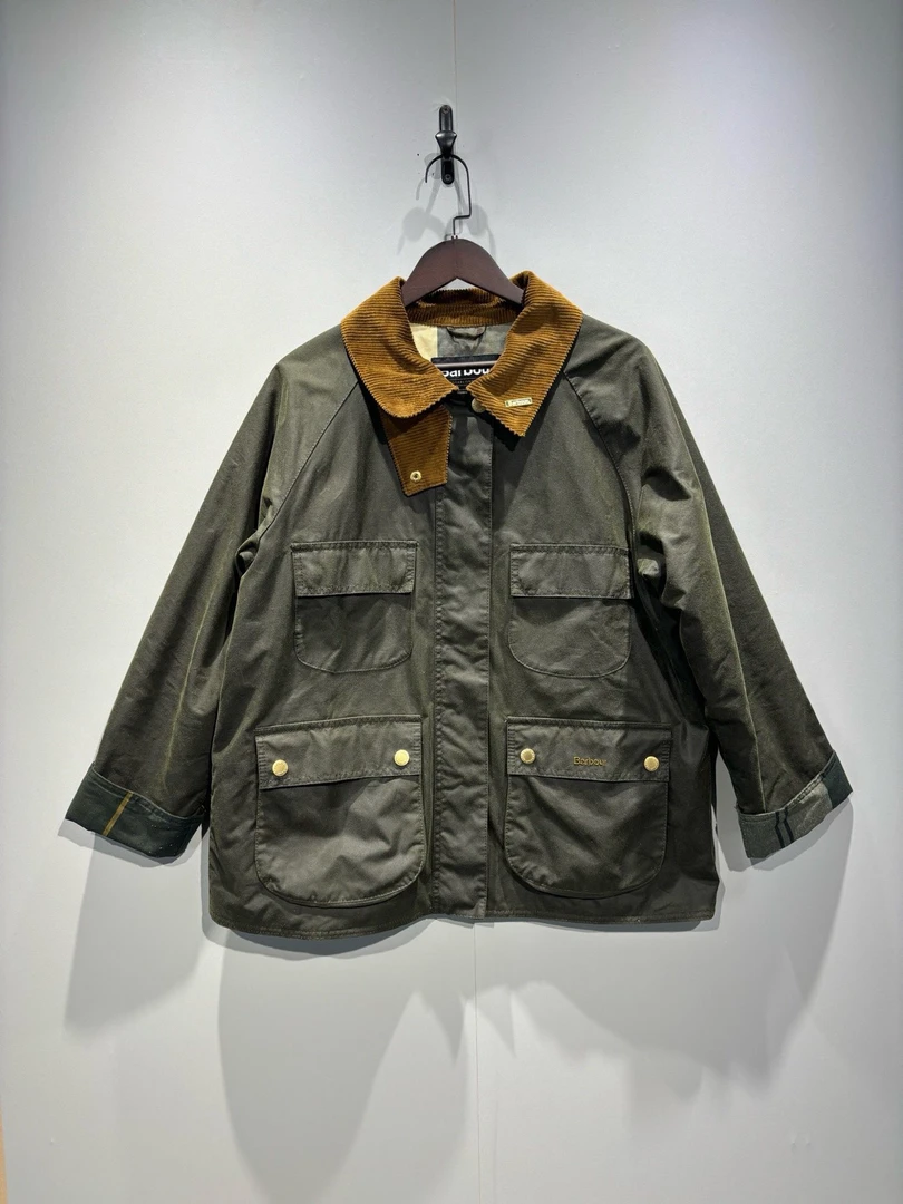 99新 maje Barbour fw24 纯色油蜡夹克外套/14码/0192