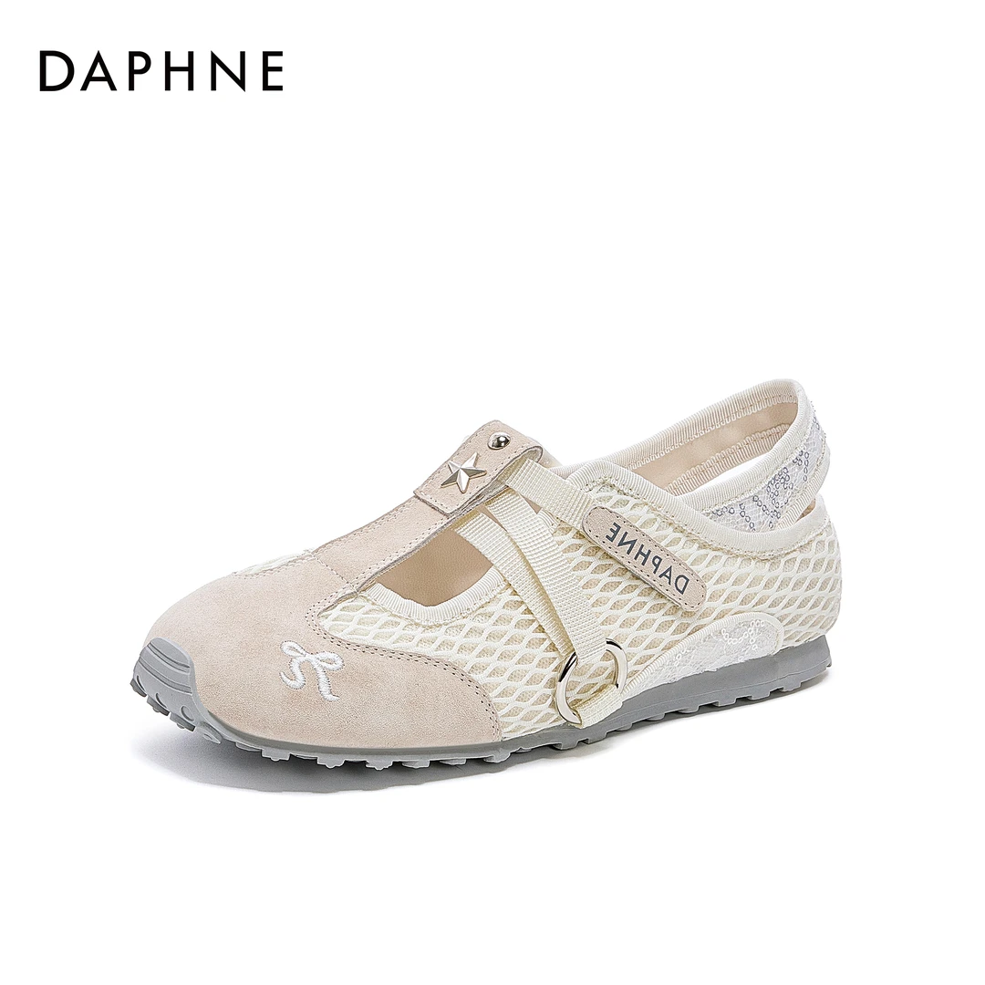 达芙妮网面透气玛丽珍鞋女软底德训鞋2025年夏季新款休闲镂空百搭