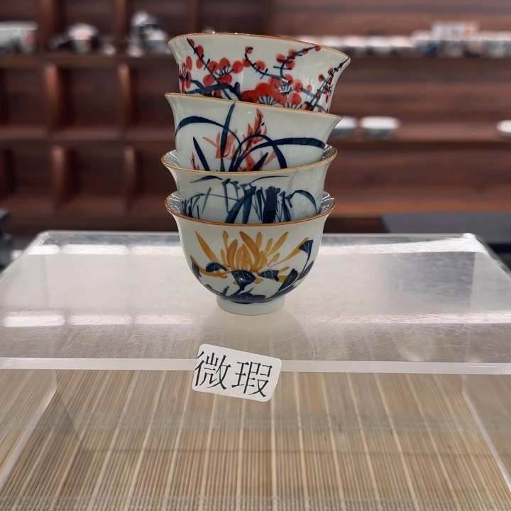 釉下手绘茶具微瑕