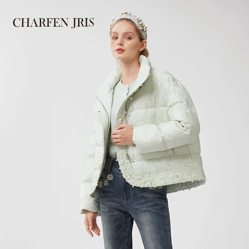 CHARFEN朝峰冬季时尚百搭绣花保暖羽绒服短款FJE5E676-6096Y