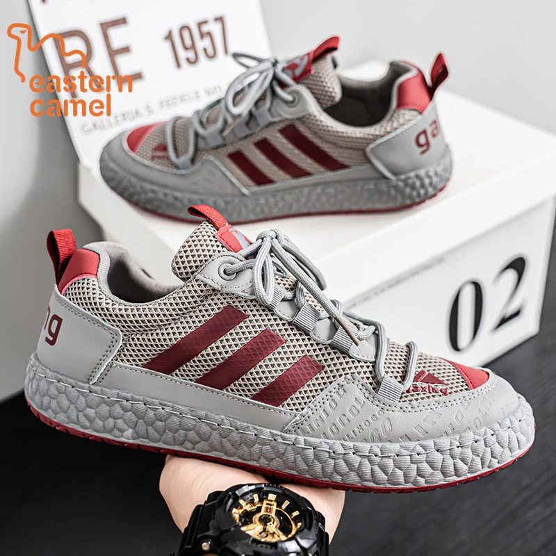 东方骆驼男鞋轻便透气镂空网面休闲鞋低帮时尚潮流软底防滑运动鞋