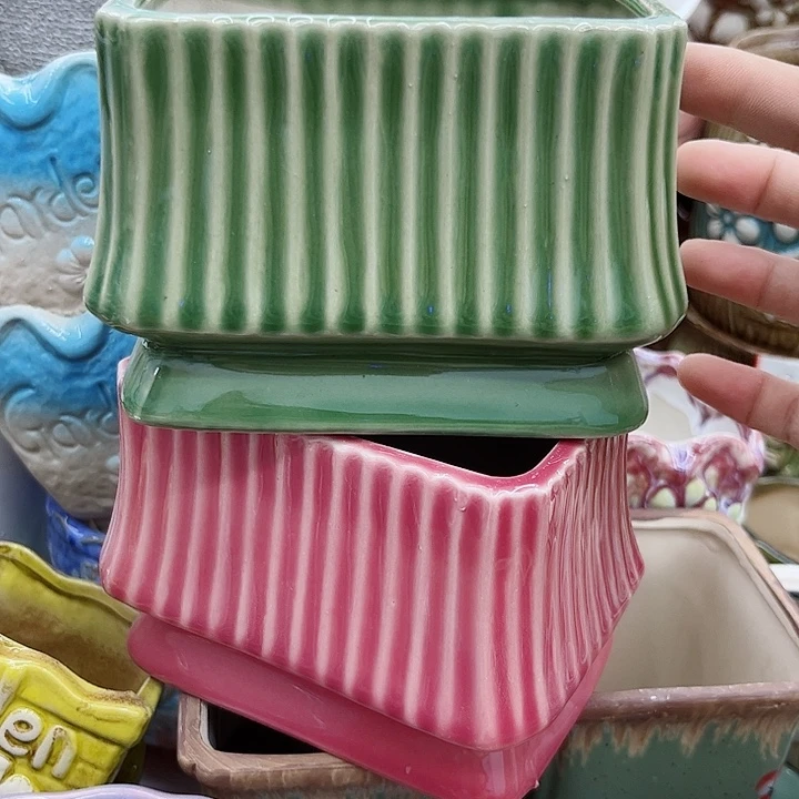 多肉绿植陶瓷花盆9.9包邮，有孔