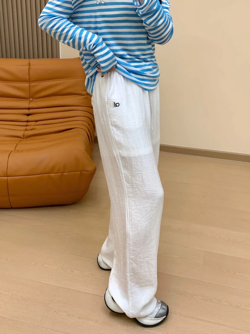 「亚麻裤」25早春夏季薄款松弛感休闲百搭显瘦亚麻阔腿裤松紧腰长裤