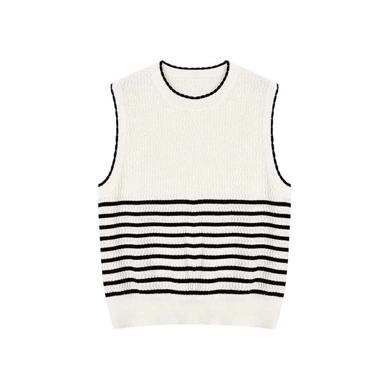 【达人专属】醋酸经典条纹无袖针织衫N2529