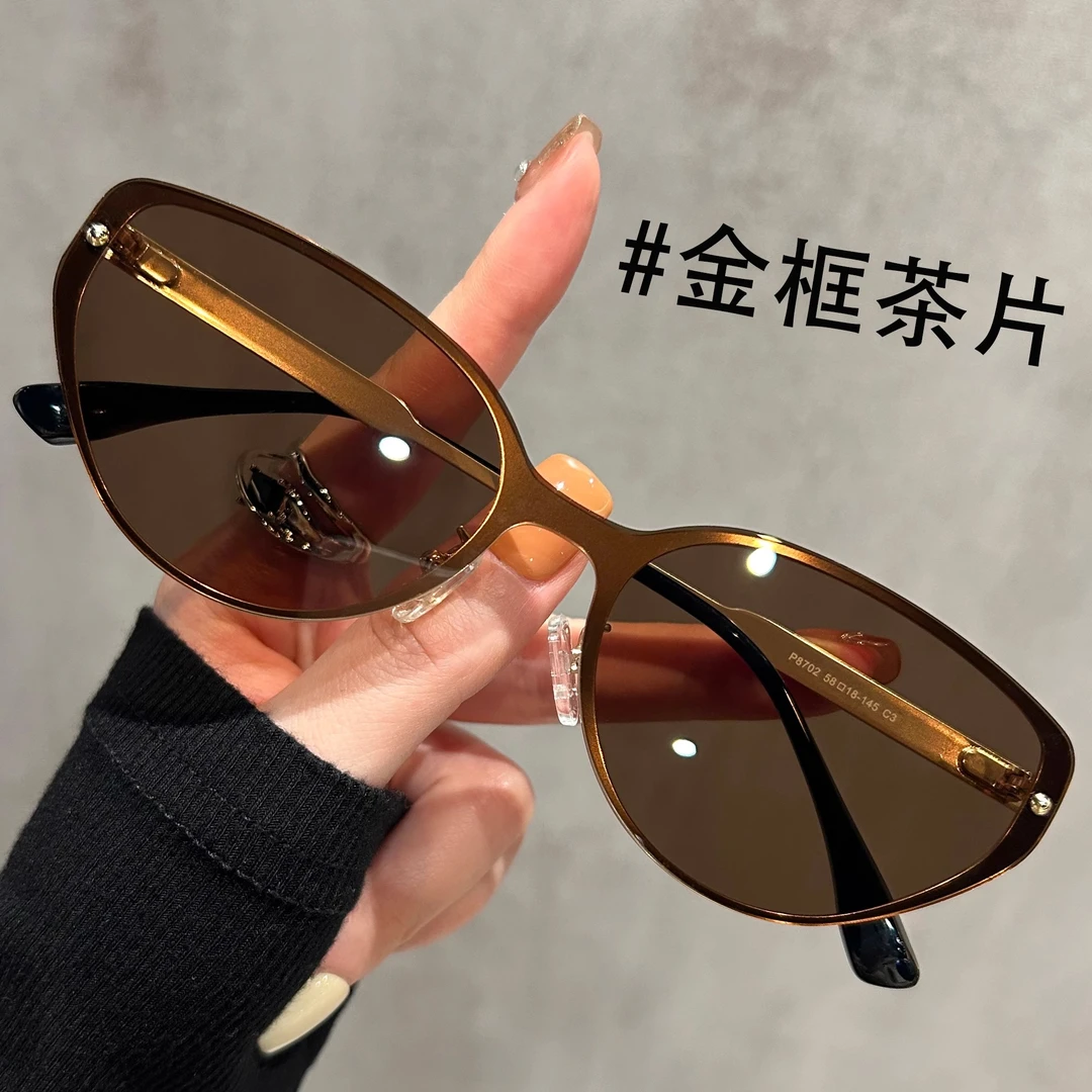 茶色猫眼偏光墨镜女款新款高级感时尚潮流太阳镜开车防晒防紫外线