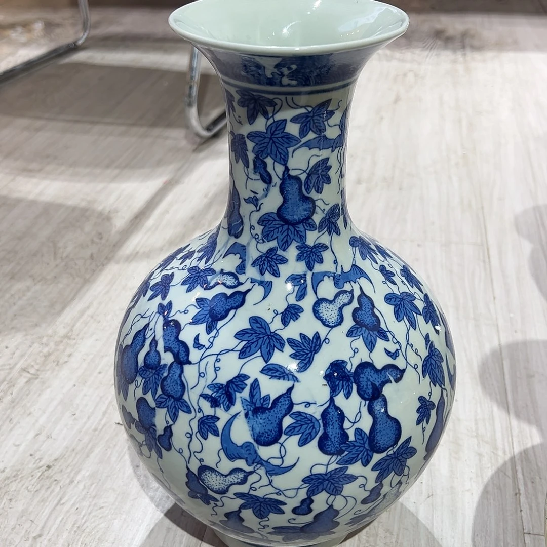 陶摆件33cm青花葫芦赏瓶