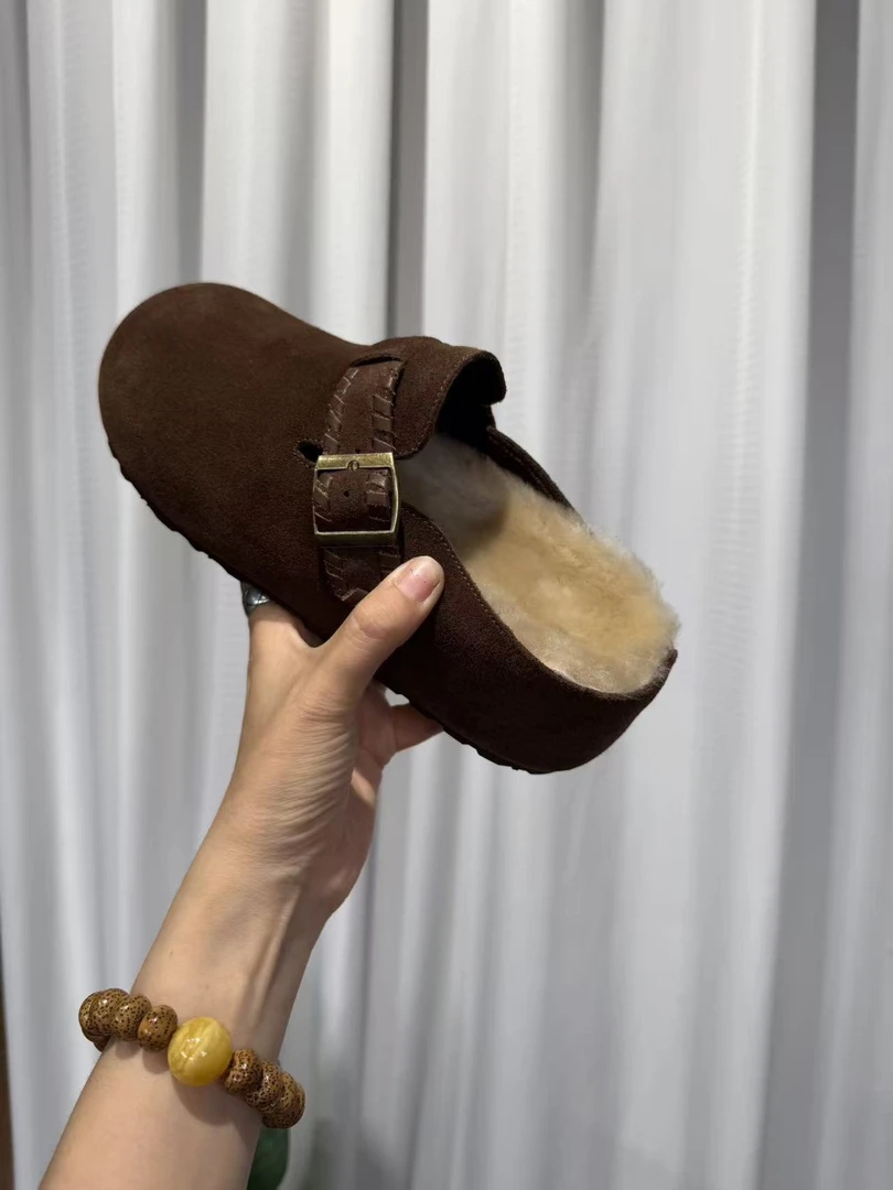 新款秋冬包头拖鞋女复古设计感一脚蹬半拖休闲百搭勃肯拖鞋711-56