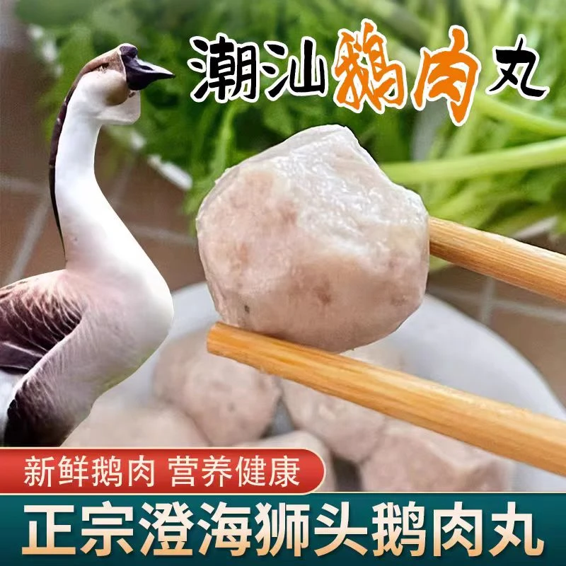 潮汕狮头鹅肉丸新鲜美味适合火锅烧烤汕头特产