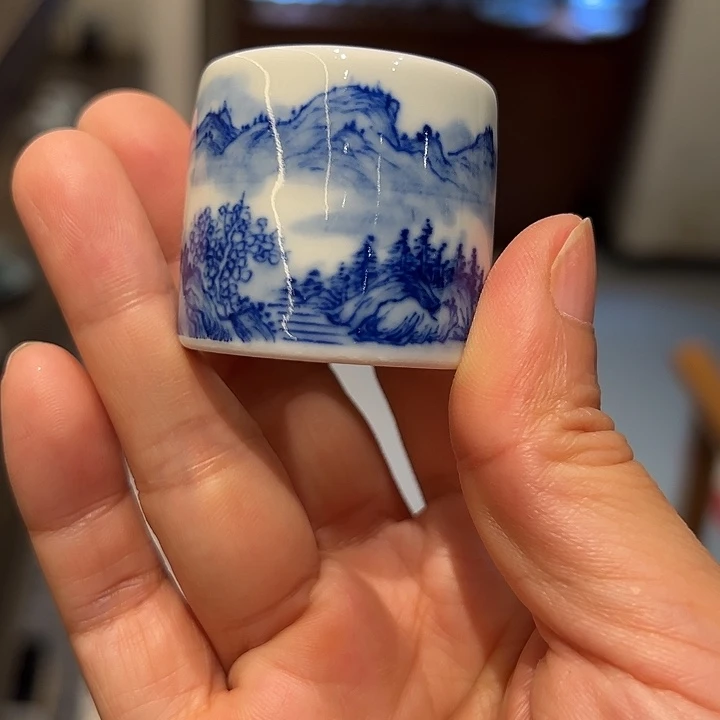 怡琅柴窑手工手绘扳指盖置