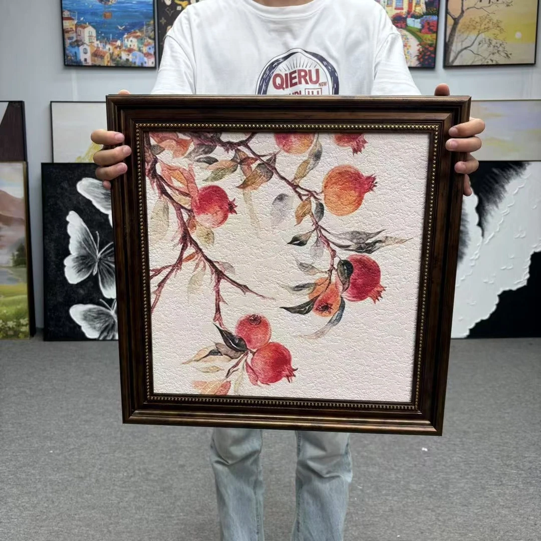 平安果小众艺术客厅挂画法式中古风玄关斗柜上壁画餐厅装饰画5050