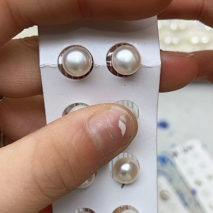 淡水珍珠耳饰银S925镶嵌用****9