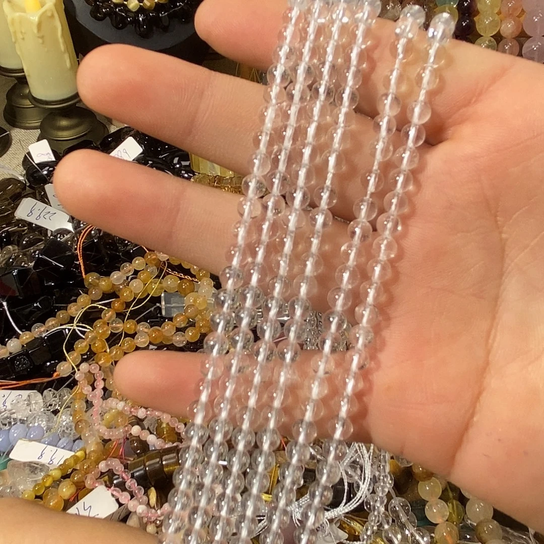珠宝半成品紫晶银S925镶嵌净体白水晶卡4