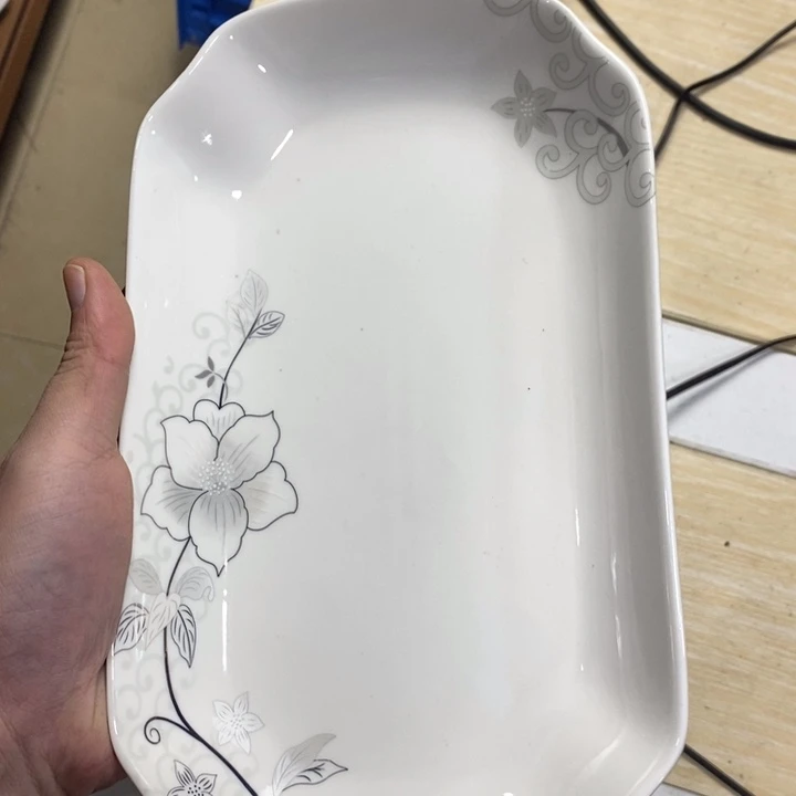 陶摆件49号3个装10英寸25cm渐变金白花深鱼盘