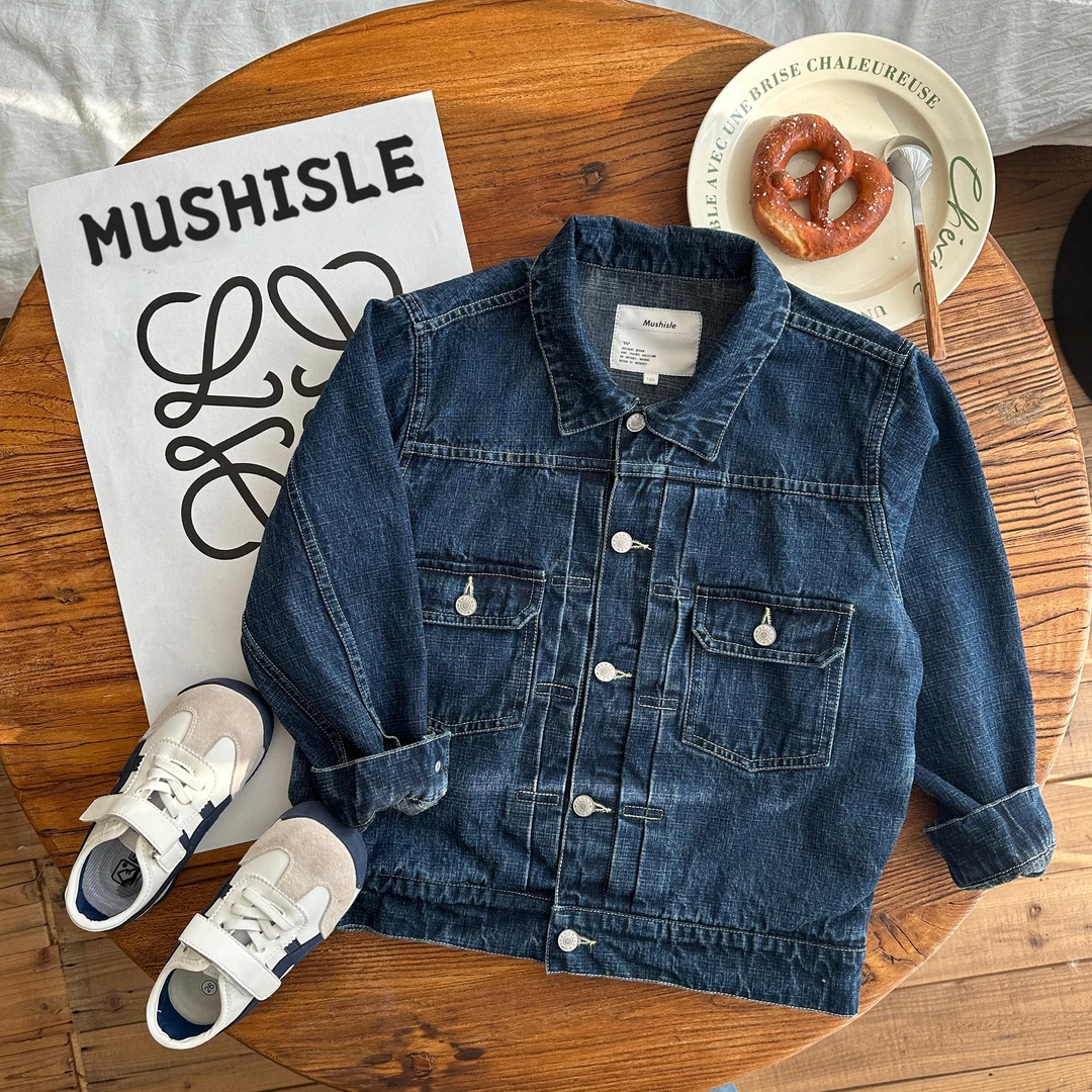 【MUSHISLE】阿又春季童装男童中大童儿童牛仔衣水洗牛仔外套85018C