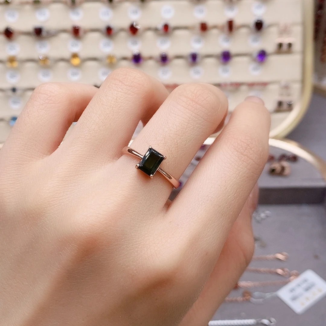 碧玺戒指银S925镶嵌戒指