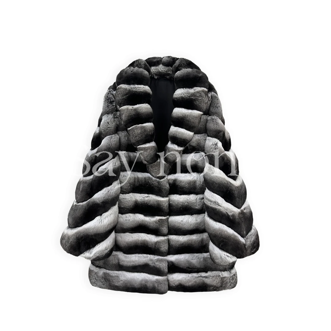 懒猫nono│Saynono 时尚高奢复古青紫蓝龙猫毛皮草外套 H56293X