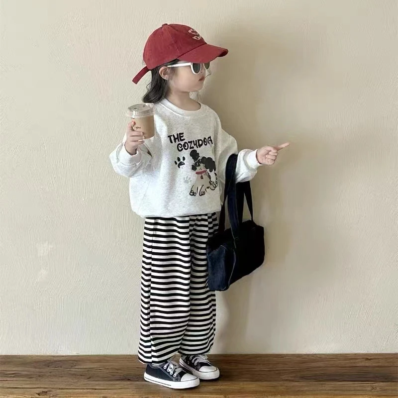 辰辰妈【断码】女童翻领卫衣卫裤套装2025新款卡通洋气女宝宝韩版