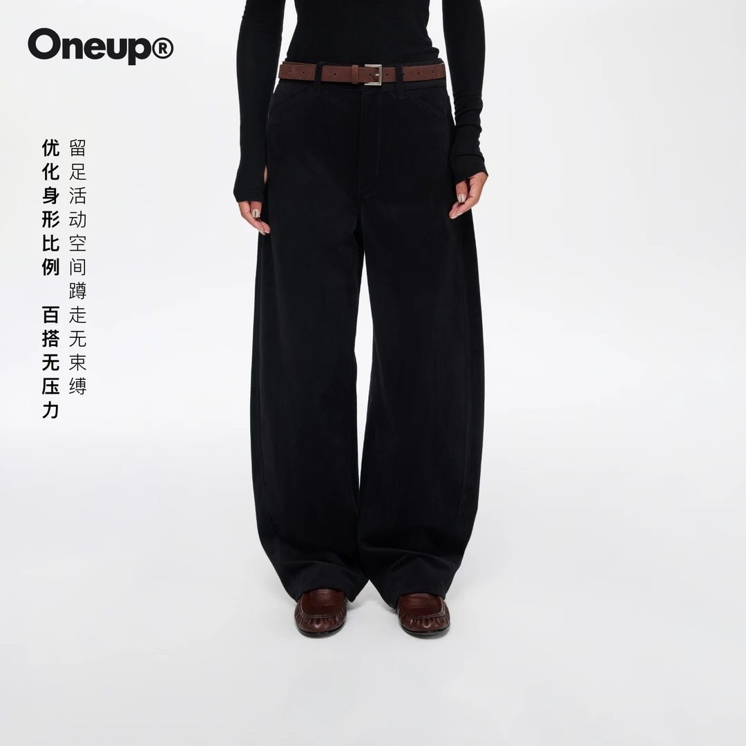 Oneup灯芯绒香蕉裤时尚高腰时尚百搭拍照必备衣服出游服装女裤子