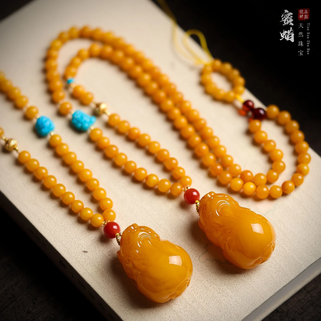 【桃总推荐】diy18k老蜜蜡貔貅项链多样性发一件@@SJ51012016