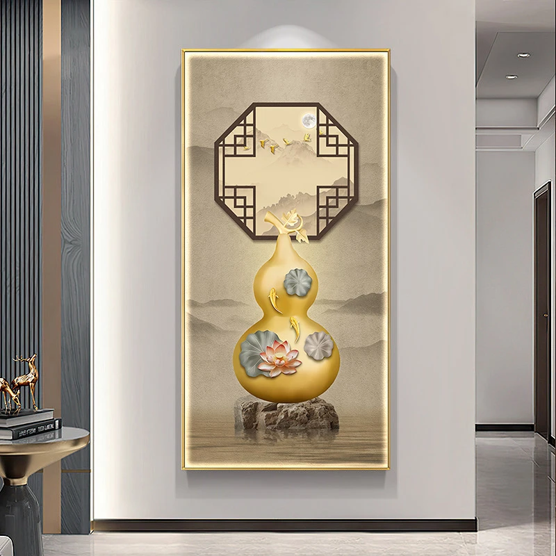 中式福禄入户玄关装饰画 葫芦客厅沙发背景墙挂画葫芦80160
