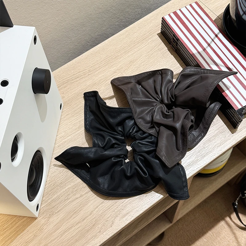 【思思小店】韩版发饰小众设计精致pu皮发绳马尾头绳
