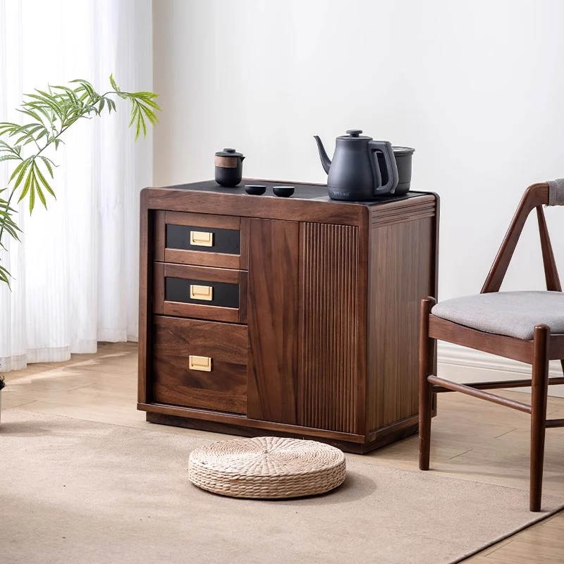 南美胡桃木移动茶水柜家用烧水壶一体式全自动煮茶台泡茶桌茶边柜