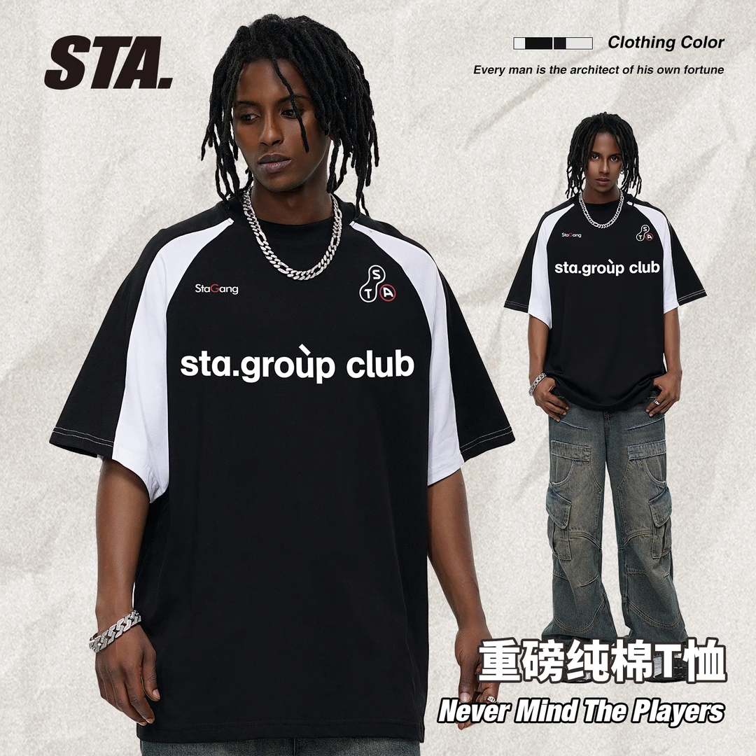 STA国潮280克重磅复古街头纯棉圆领夏季半袖男短袖t恤