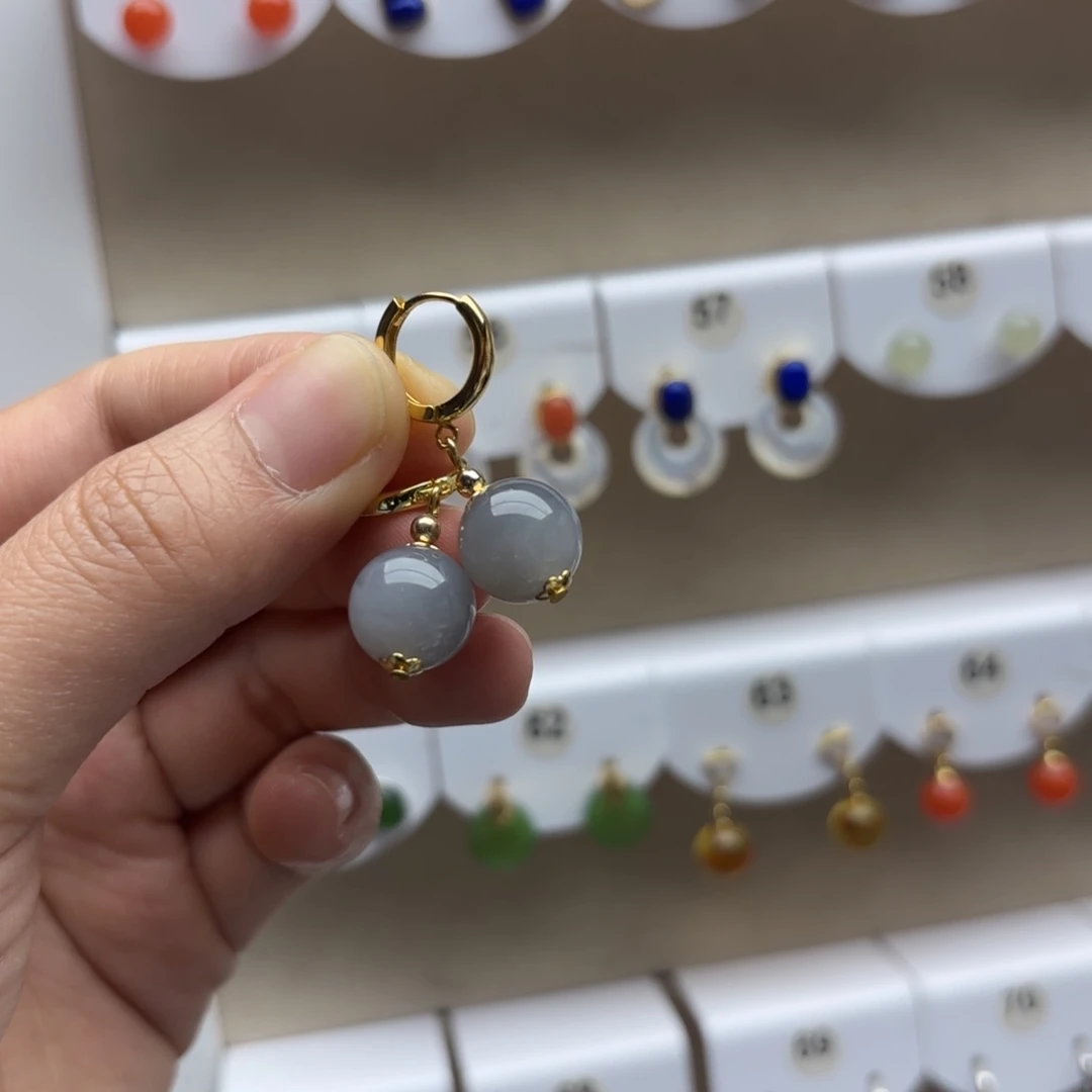 银S925镶嵌和田玉耳饰