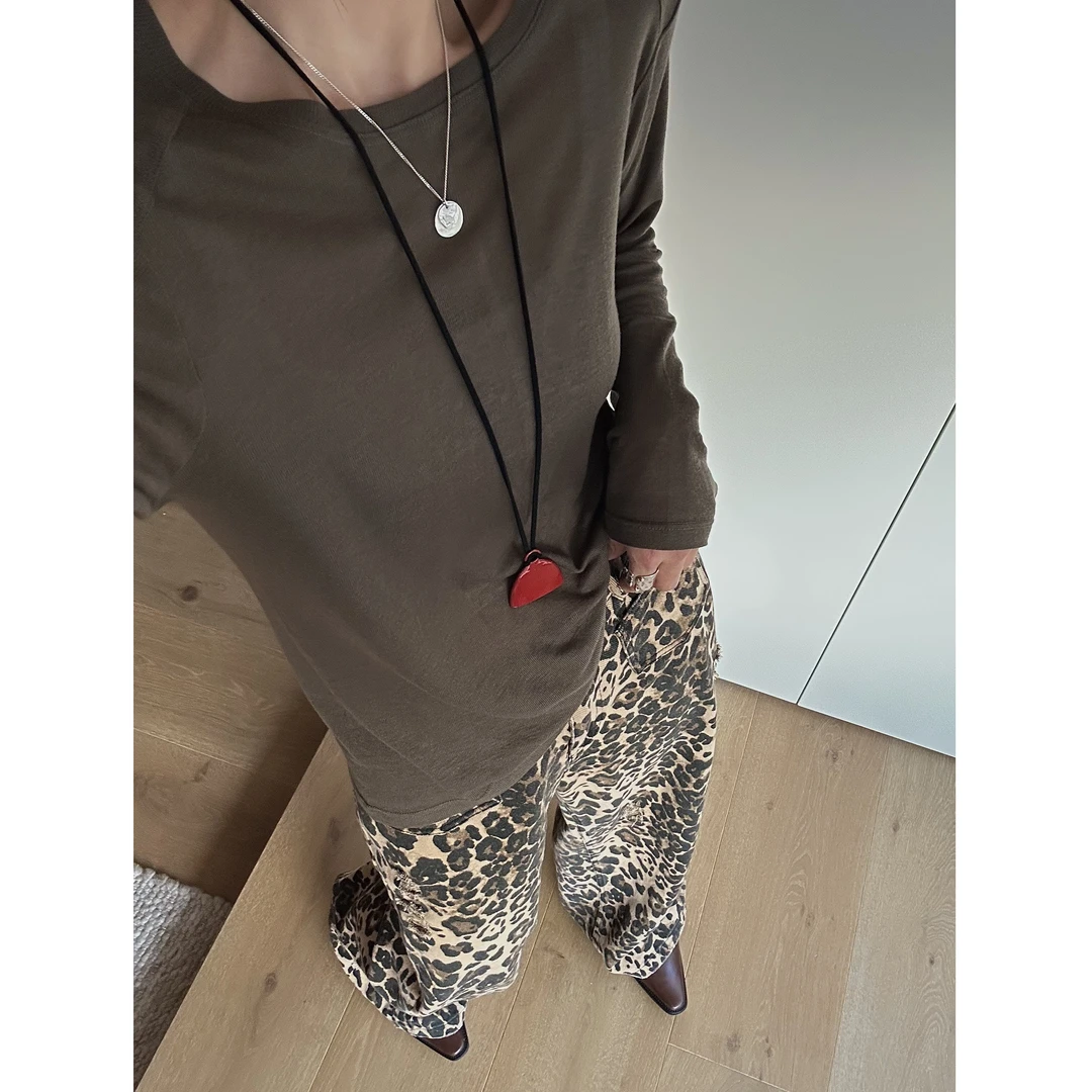 【李嗨嗨 LEHEIHEI】百搭自留T恤羊毛莱赛尔圆领长袖打底衫女251304