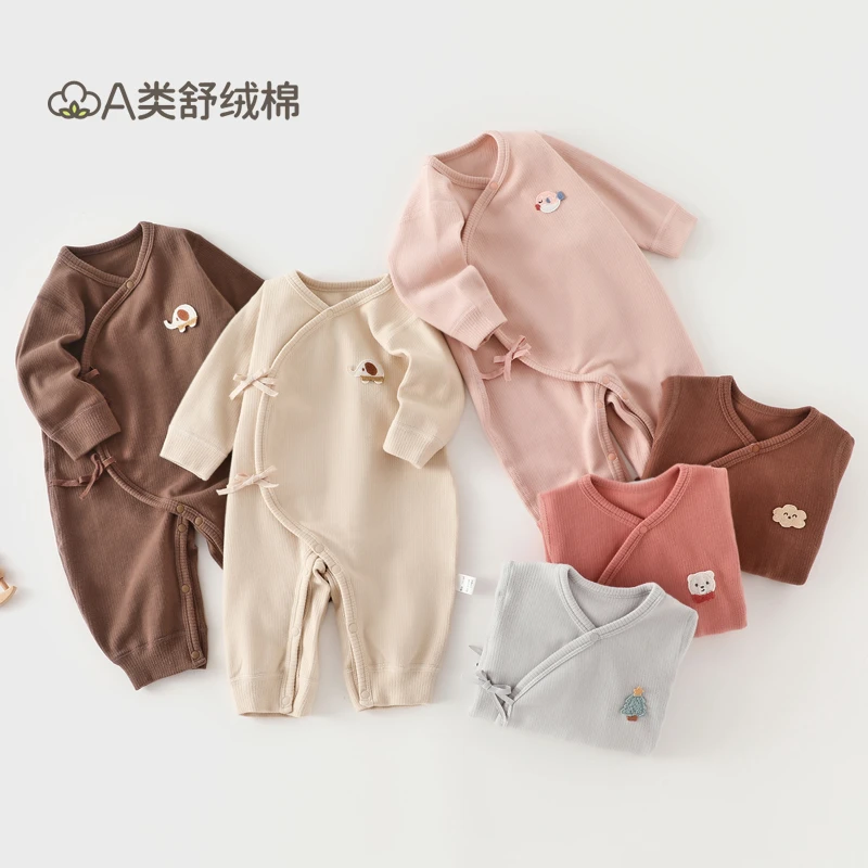 新生儿衣服a类纯棉婴儿哈衣打底家居服0-6个月男女宝宝连体衣qm