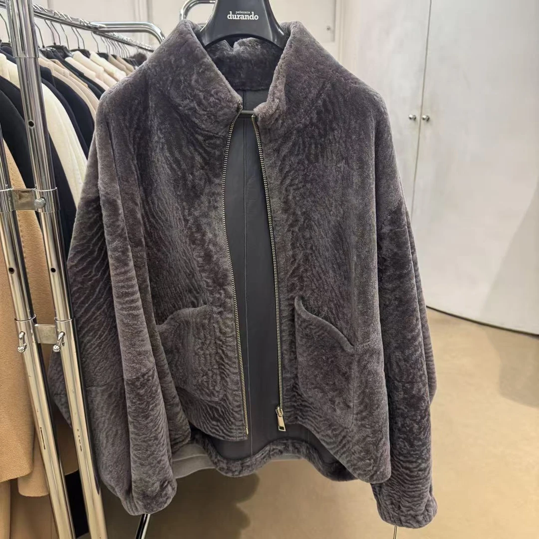 未使用 MaxMara Durando 女士冬季新款直毛连帽皮毛 一体大衣