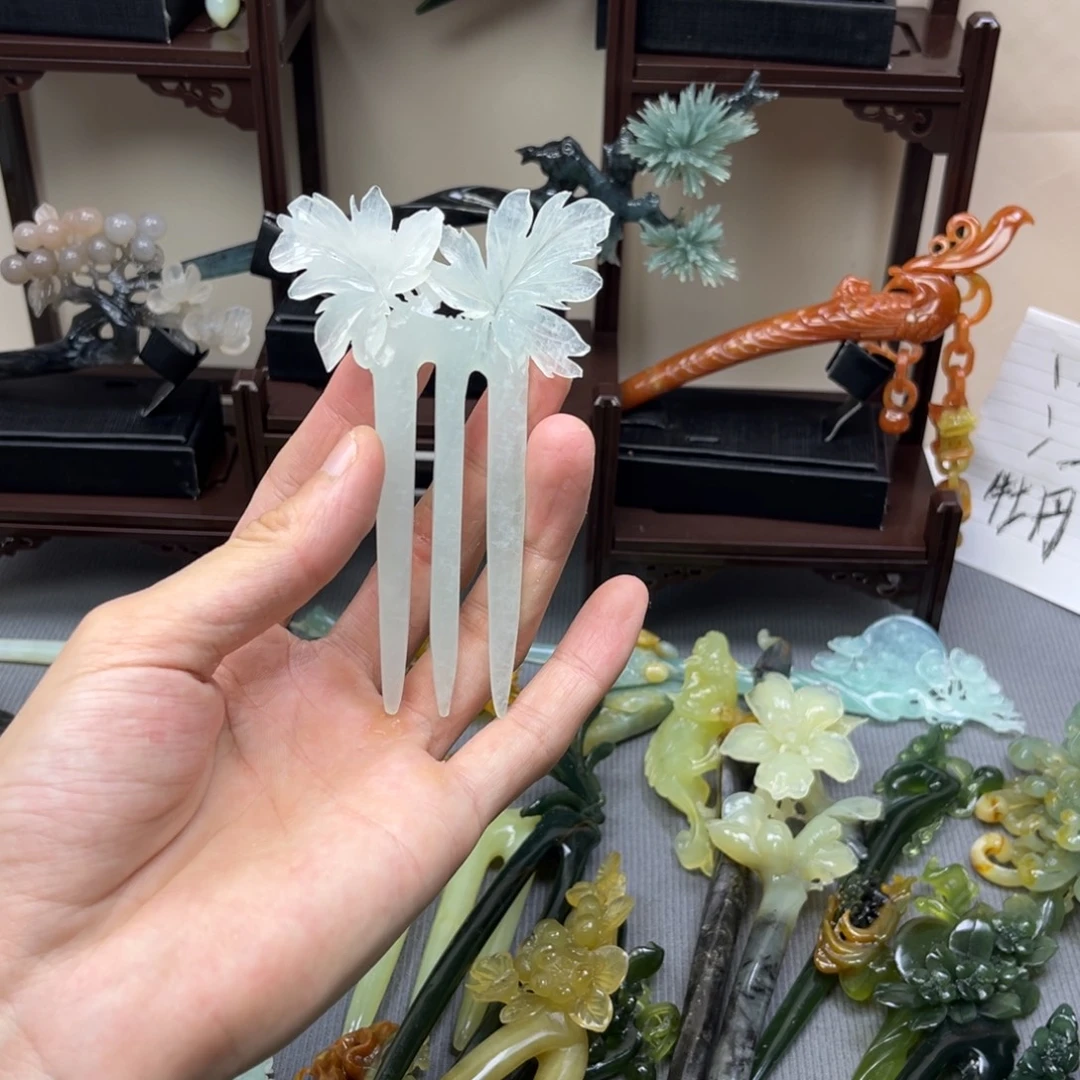 蛇纹石玉合金发饰