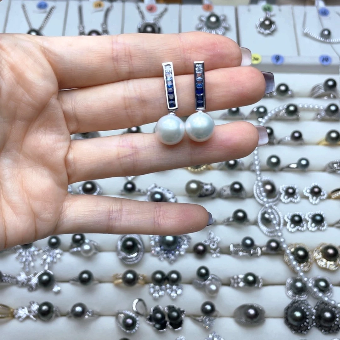 银S925镶嵌淡水珍珠耳饰