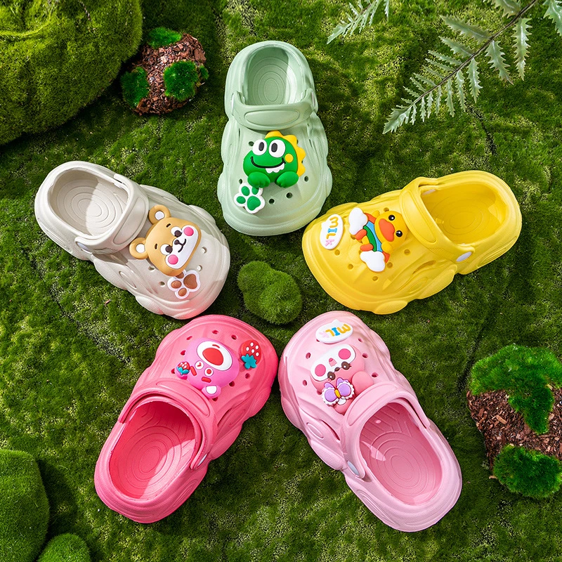 EVA儿童包头凉拖鞋夏季新款外穿软底沙滩鞋浴室洗澡防滑男童洞洞