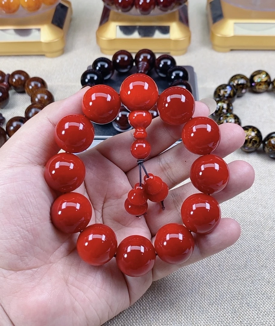 红油2.0帝王血龙木玉化料木制手串+礼盒