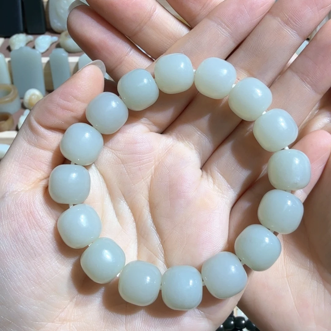 和田玉手串尺寸12*13未镶嵌