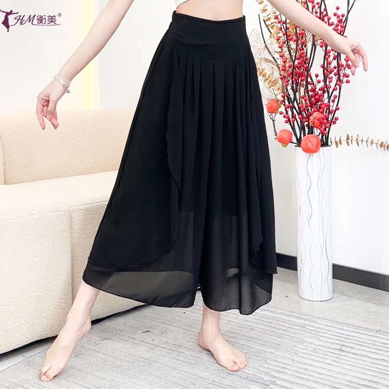 2025夏季新款古典舞宽松高腰休闲阔腿裤甩甩裤裙现代舞七分裙裤女