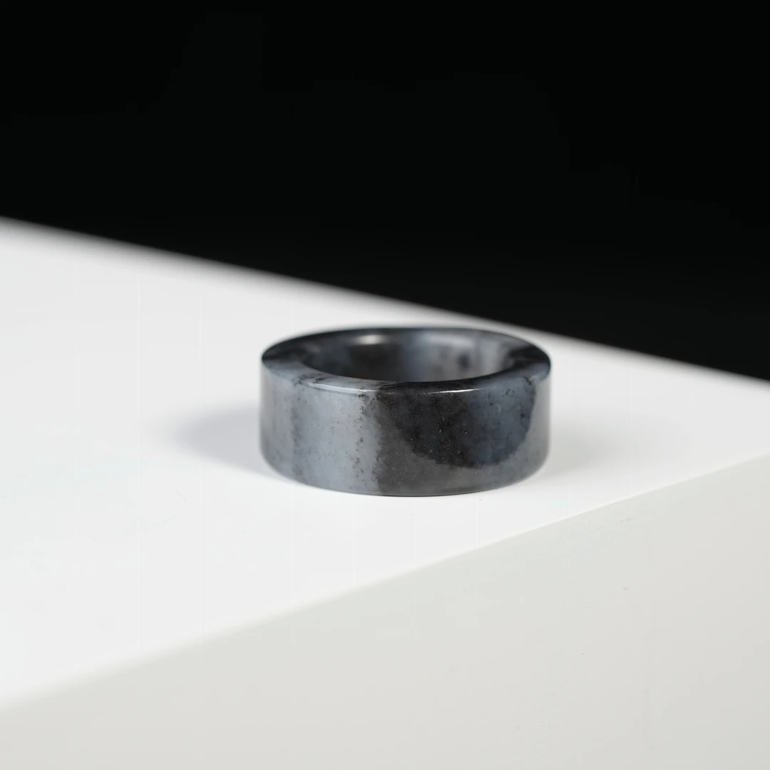 和田玉青花水墨意境扳指 11.5宽 30圈 H17525