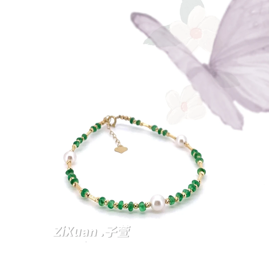 【子萱珠宝】18k金萤光之森手链海水珍珠ZX2500262