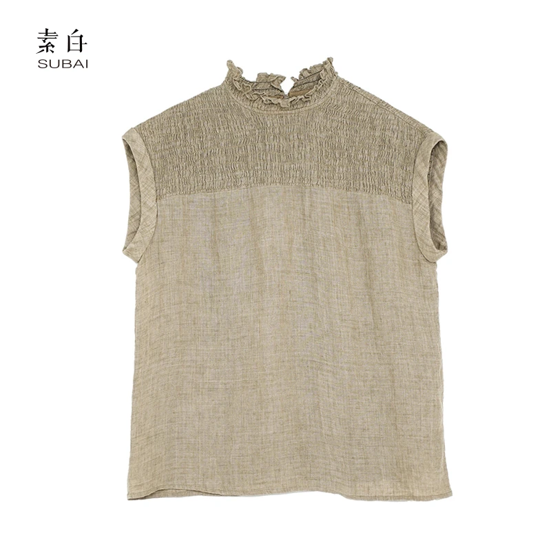 SB3240693257【素白】马乖夏季缩褶短袖