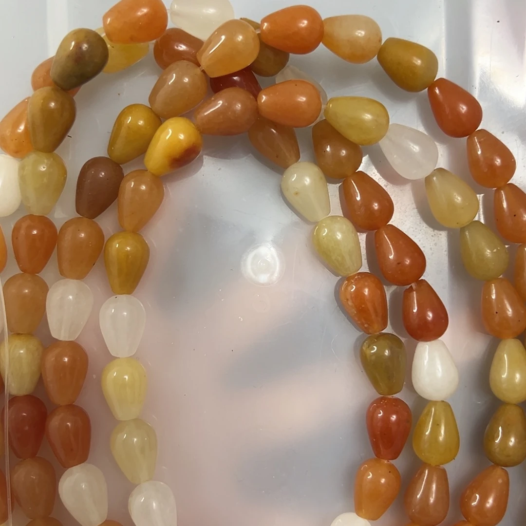 玛瑙/玉髓未镶嵌珠宝半成品，金丝玉水滴一条