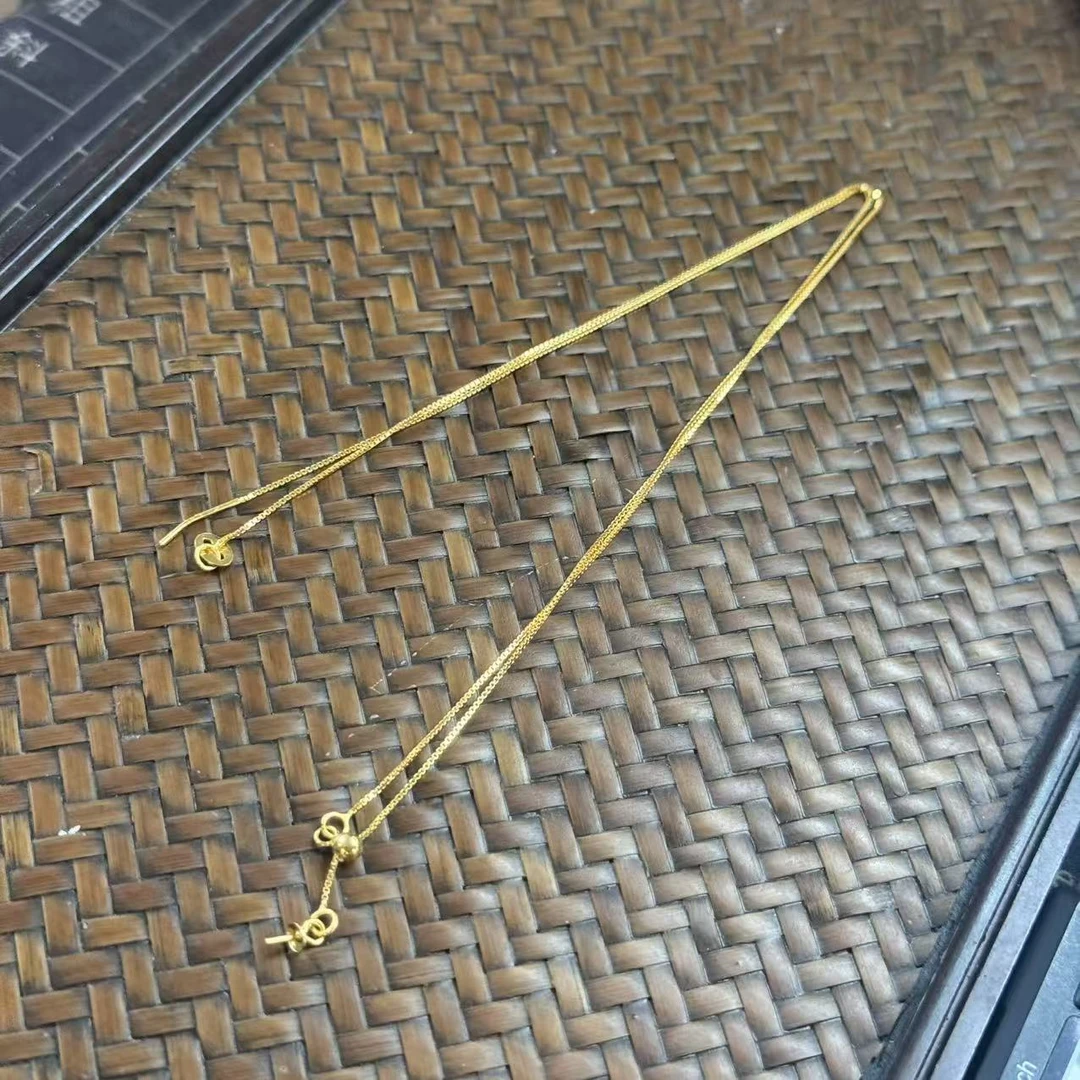 链子925银 银S925链子金色锁骨链可调节