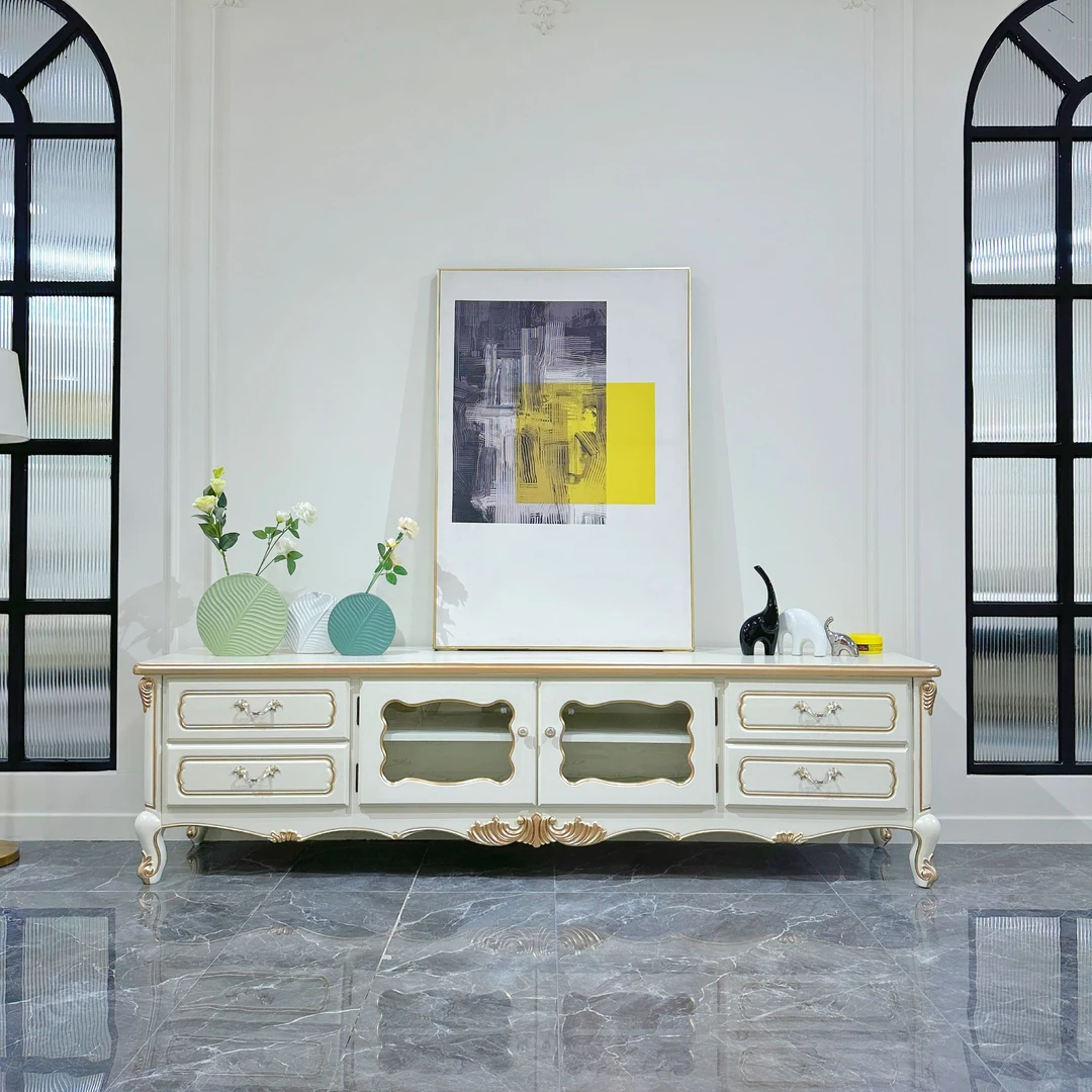 法式雕花简约奢华宫廷复古小法式实木电视柜别墅家用客厅储物柜